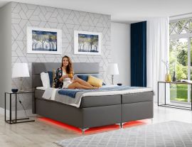 Kontinentalseng sæt med opbevaring og LED-lys Aksel 160-180 stof