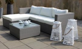 4-personers havesofa og sofabord Leona glas,metal,polyrattan