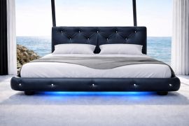 Flydende seng NelVento med madras og LED-lys, 160x200 sengesæt